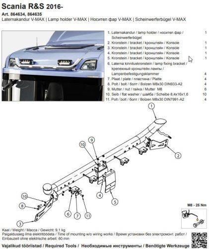 Lukturu turētājs  SCANIA G V-MAX